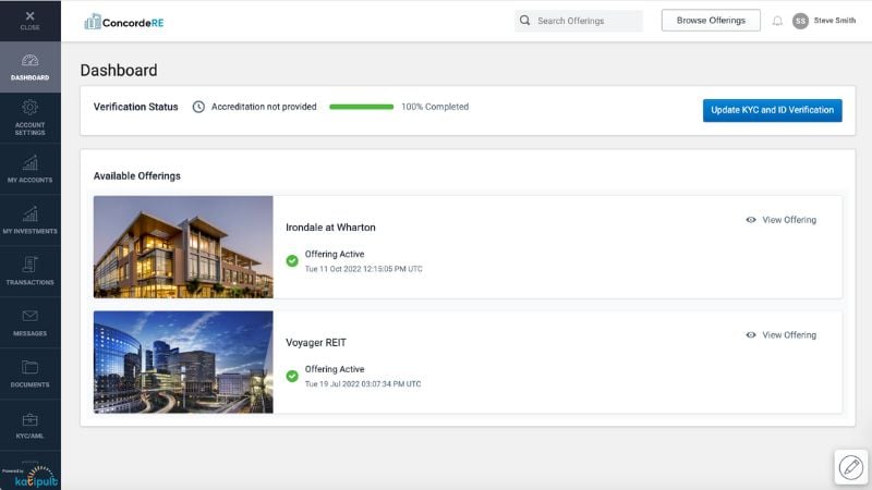 private equity software investor dashboard screen