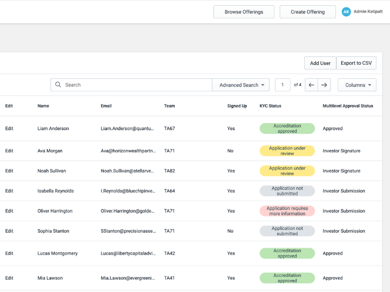 Katipult DealFlow compliance screen