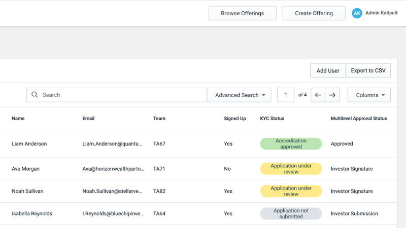 Katipult DealFlow compliance screen