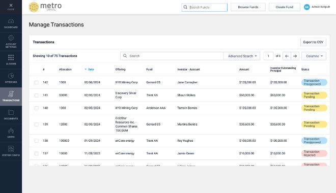 Manage transactions - actionable insights