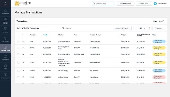 Manage transactions - actionable insights