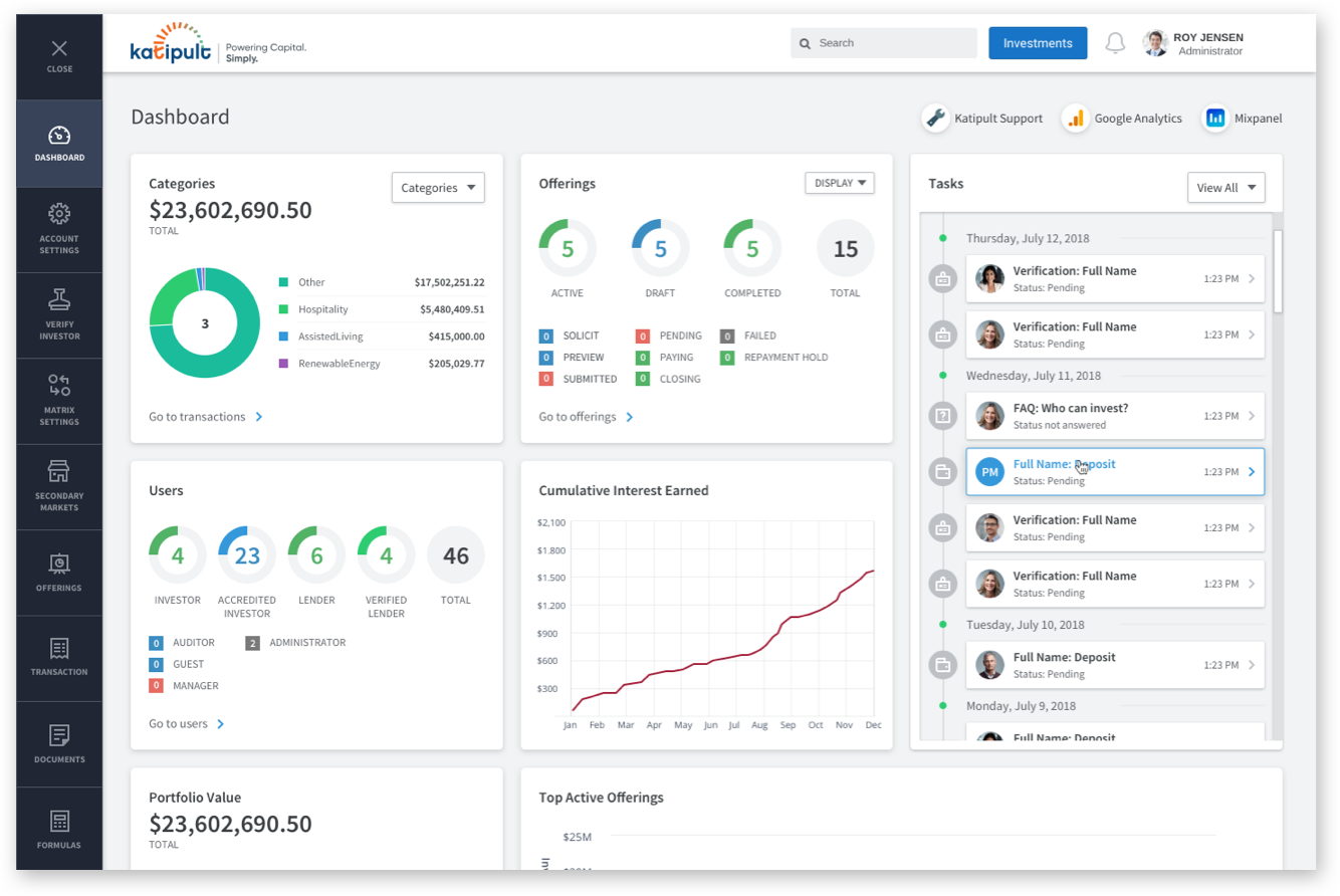 DealFlow Core reporting and analytics screenshot