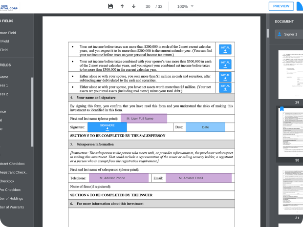 Document markup screen