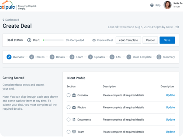 Screenshot of deal page in Katipult DealFlow